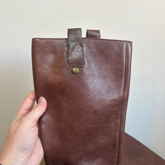 Vintage Nine West Leather Tall Riding Boots Brown Buckle Detail Women's Size 8M - Picture 3 of 9